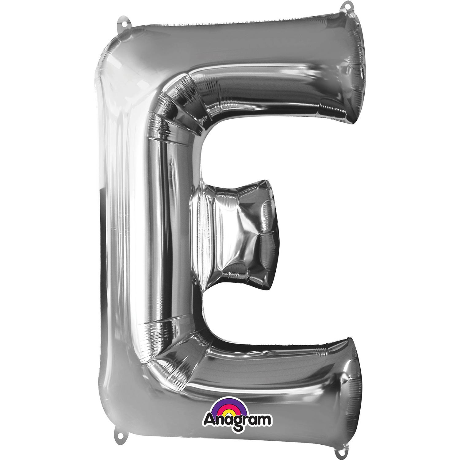 Letter E Silver Mini Shape Foil Balloon 16in Balloons & Streamers - Party Centre - Party Centre