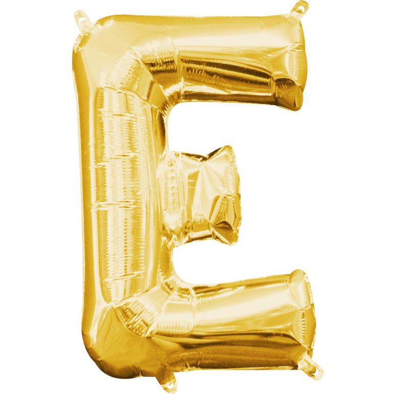 Letter E Gold Mini Shape Foil Balloon 16in Balloons & Streamers - Party Centre
