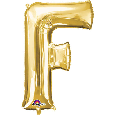 Gold Letter F Minishape Foil Balloon 40cm Balloons & Streamers - Party Centre - Party Centre