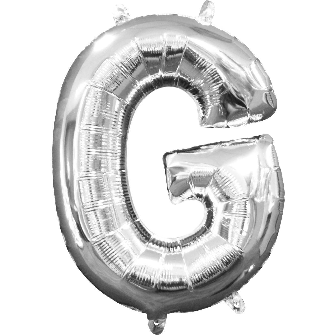 Letter G Silver Mini Shape Foil Balloon 16in Balloons & Streamers - Party Centre - Party Centre