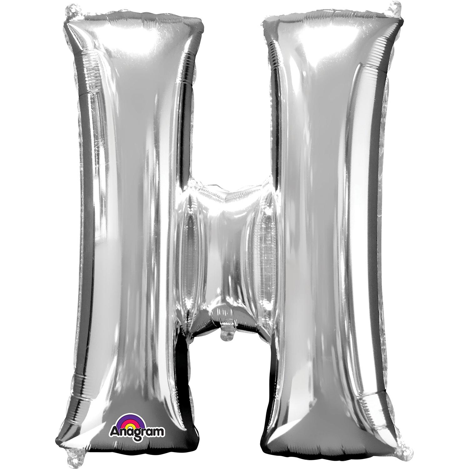 Letter H Silver Mini Shape Foil Balloon 16in Balloons & Streamers - Party Centre - Party Centre
