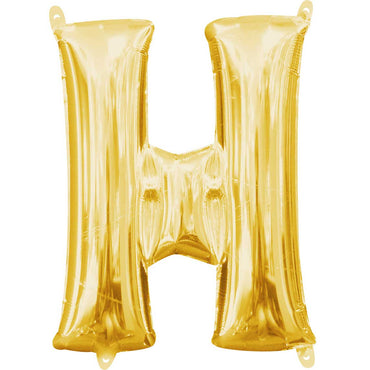 Gold Letter H Mini Shape Balloon 25x13cm - Party Centre