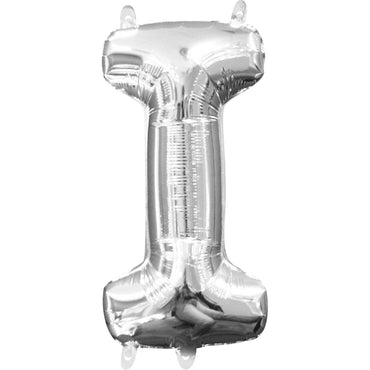 Silver Letter I Mini Shape Balloon 17x33cm - Party Centre