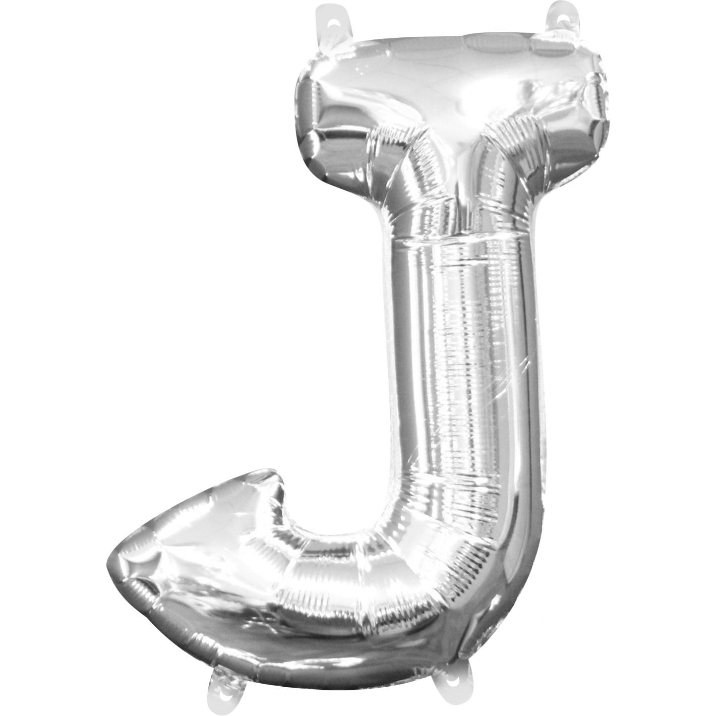 Letter J Silver Mini Shape Foil Balloon 16in Balloons & Streamers - Party Centre - Party Centre