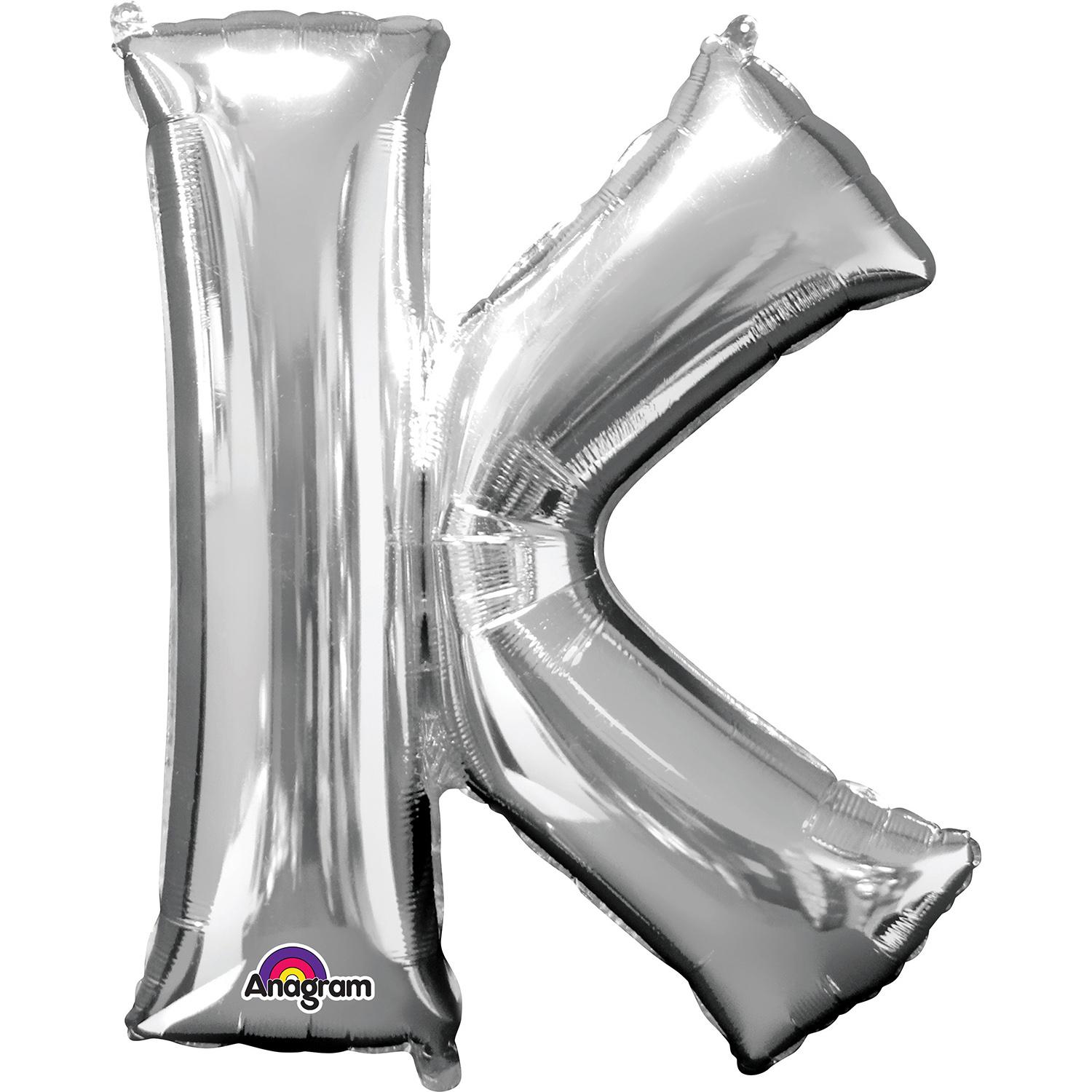 Silver Letter K Minishape Foil Balloon 16in Balloons & Streamers - Party Centre - Party Centre