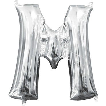 Silver Letter M Mini Shape Foil Balloon 27x33cm - Party Centre