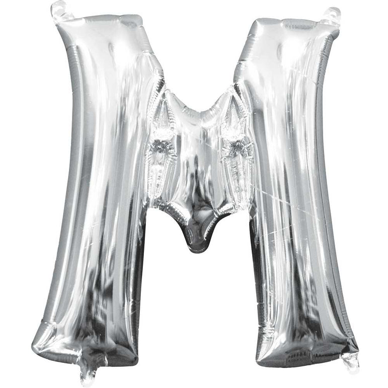 Silver Letter M Mini Shape Foil Balloon 27x33cm
