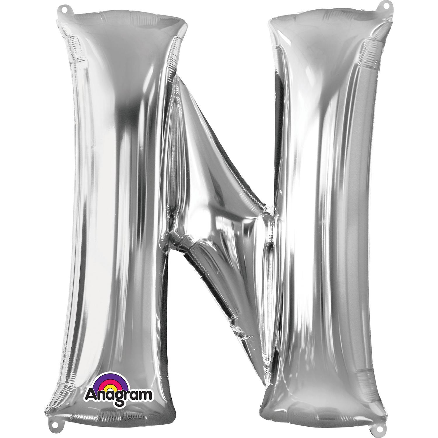 Letter N Silver Mini Shape Foil Balloon 16in Balloons & Streamers - Party Centre - Party Centre