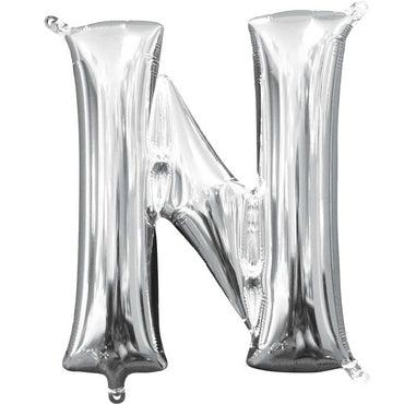 Silver Letter N Mini Shape Balloon 27x33cm - Party Centre
