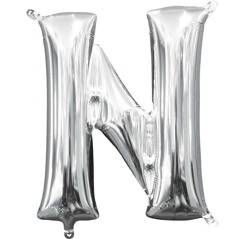 Silver Letter N Mini Shape Balloon 27x33cm