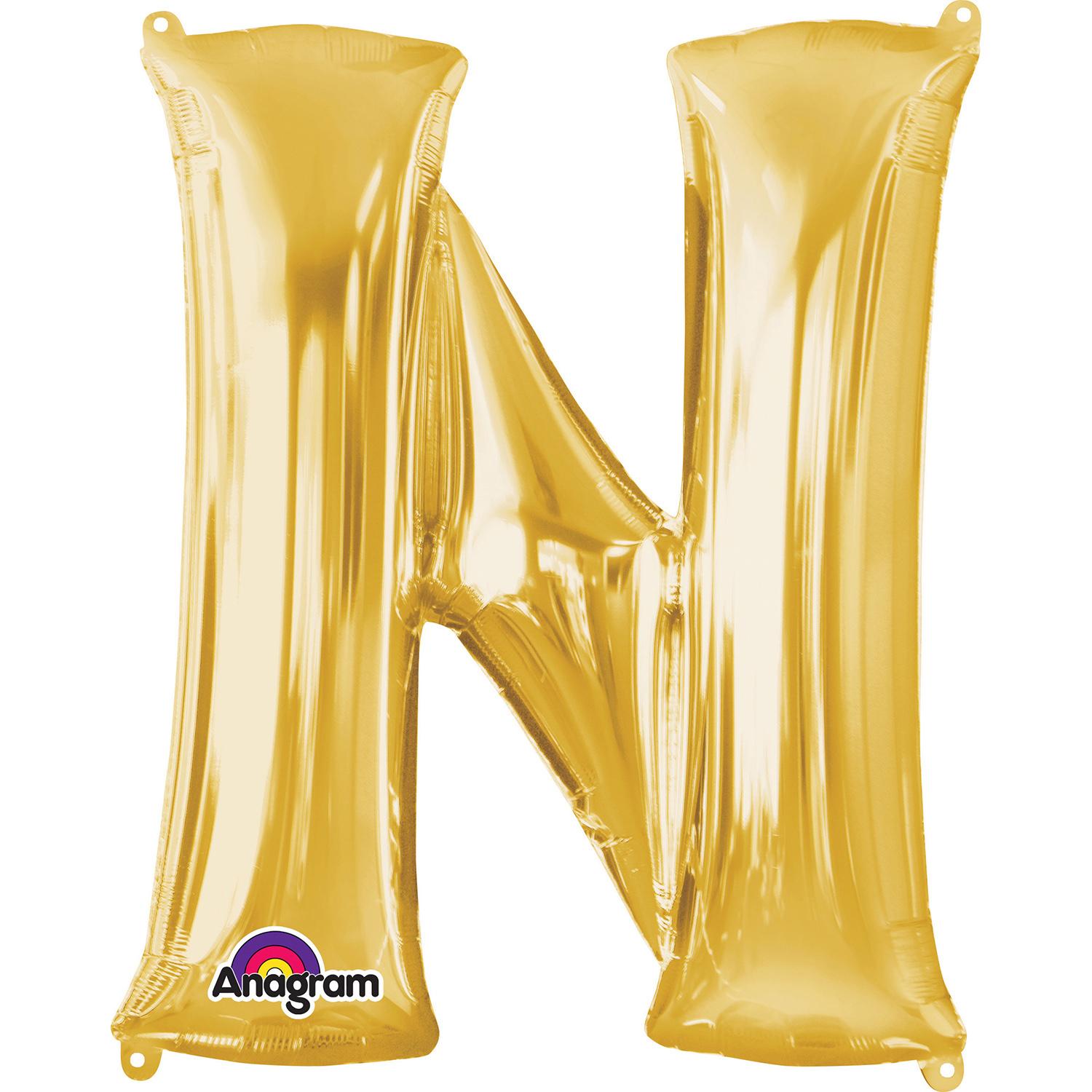 Letter N Gold Mini Shape Foil Balloon 16in Balloons & Streamers - Party Centre - Party Centre