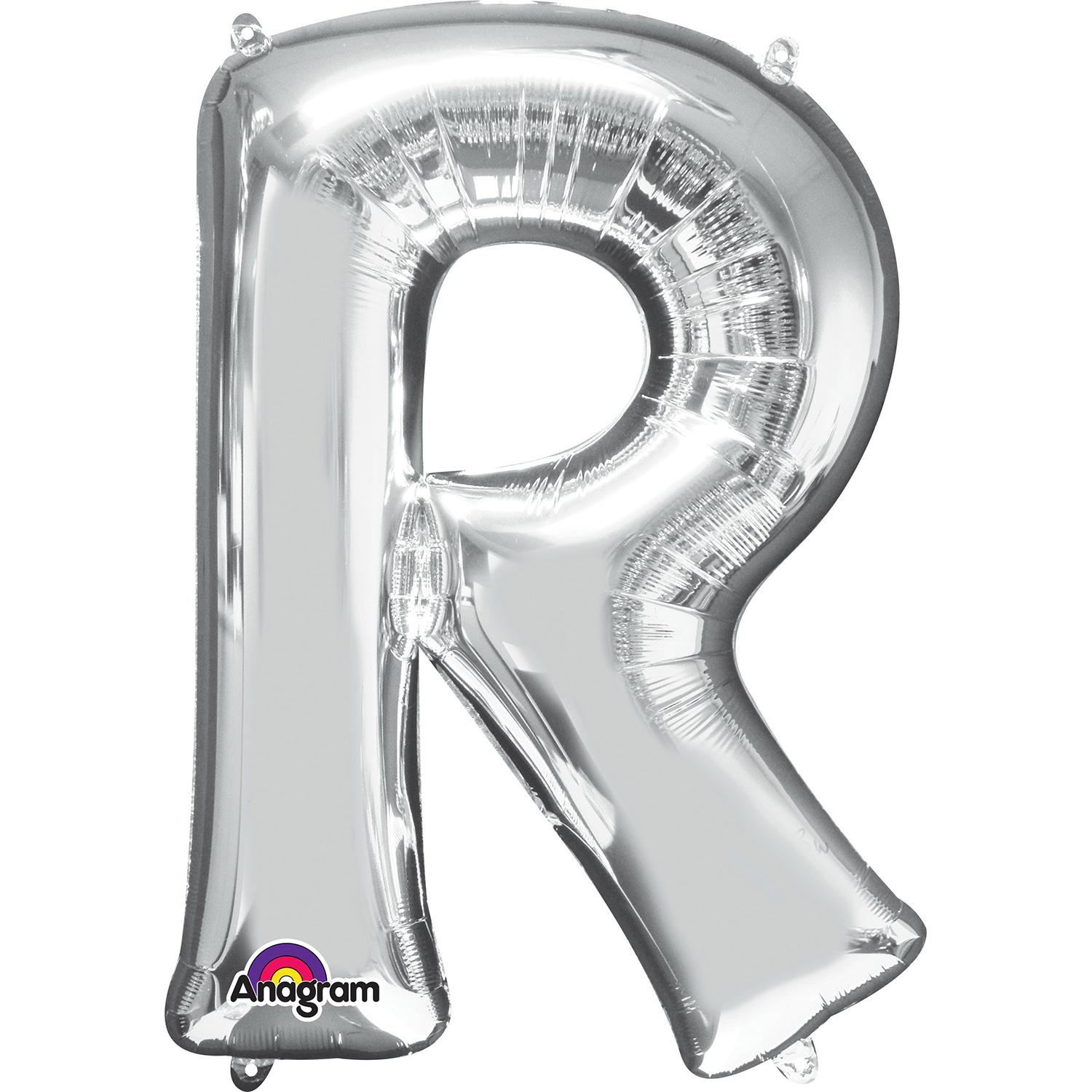 Letter R Silver Mini Shape Foil Balloon 16in Balloons & Streamers - Party Centre - Party Centre