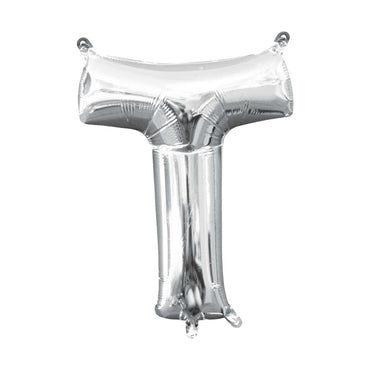 Silver Letter T Mini Shape Balloon 25x33cm - Party Centre