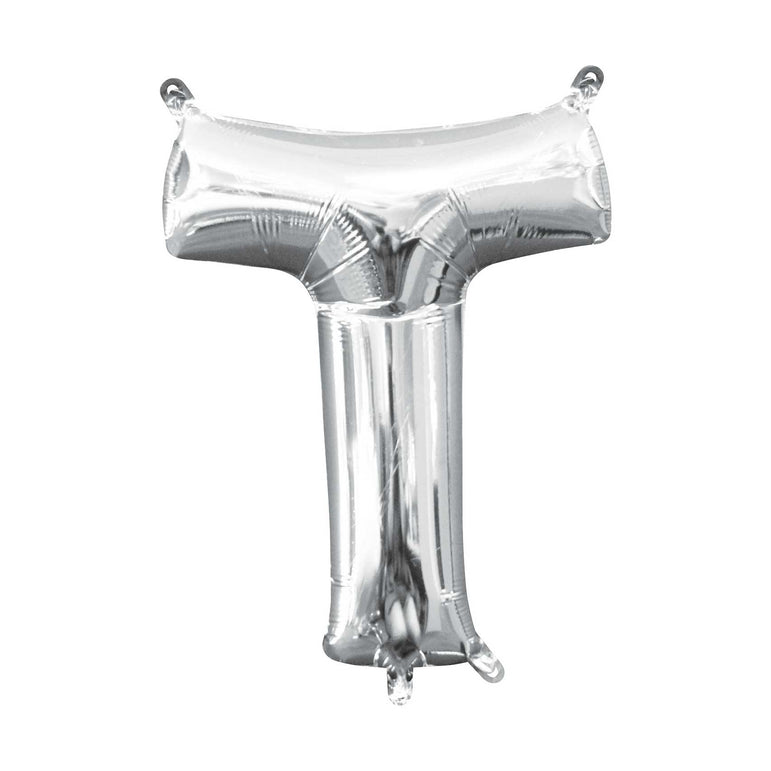 Silver Letter T Mini Shape Balloon 25x33cm