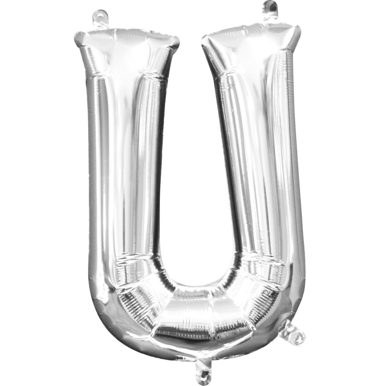 Letter U Silver Mini Shape Foil Balloon 16in Balloons & Streamers - Party Centre - Party Centre