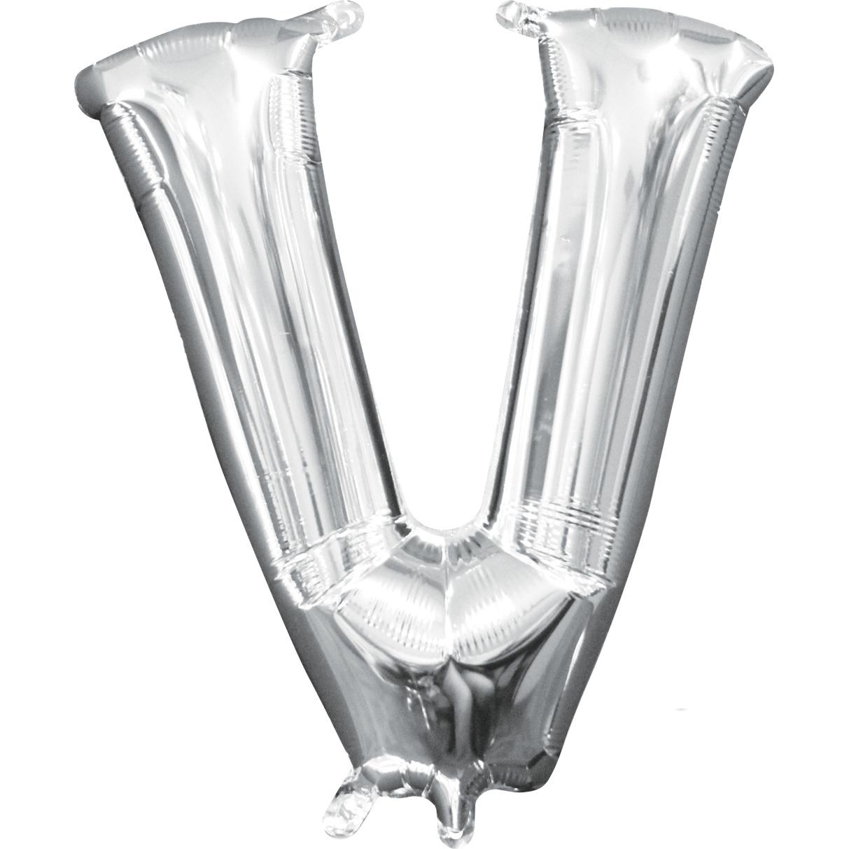 Letter V Silver Mini Shape Foil Balloon 16in Balloons & Streamers - Party Centre - Party Centre
