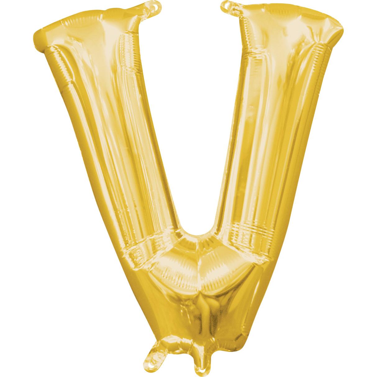 Letter V Gold Mini Shape Foil Balloon 16in Balloons & Streamers - Party Centre - Party Centre