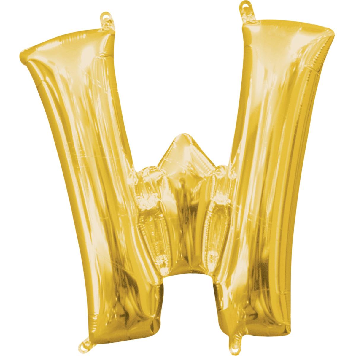 Letter W Gold Mini Shape Foil Balloon 16in Balloons & Streamers - Party Centre - Party Centre