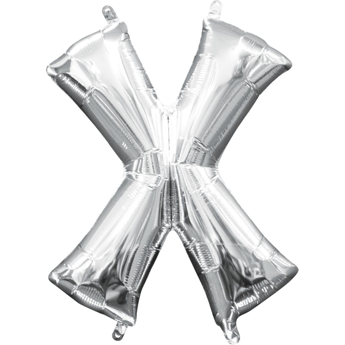 Letter X Silver Mini Shape Foil Balloon 16in Balloons & Streamers - Party Centre - Party Centre