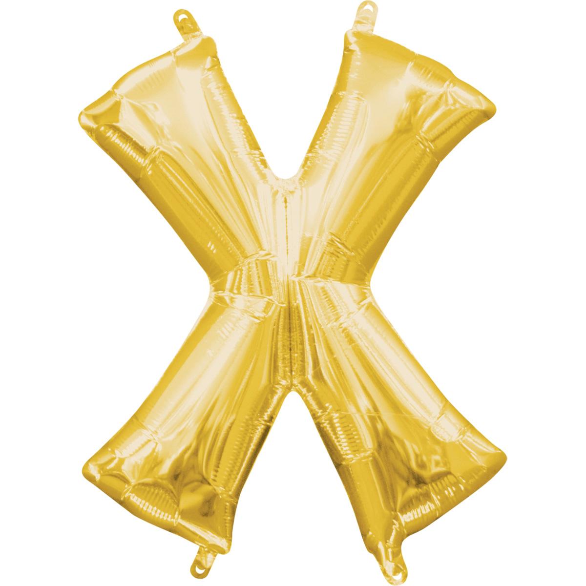 Letter X Gold Mini Shape Foil Balloon 16in Balloons & Streamers - Party Centre - Party Centre