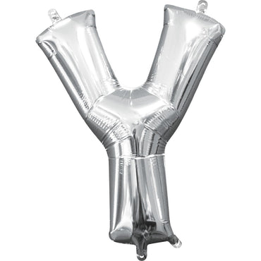 Letter Y Silver Mini Shape Foil Balloon 16in Balloons & Streamers - Party Centre - Party Centre