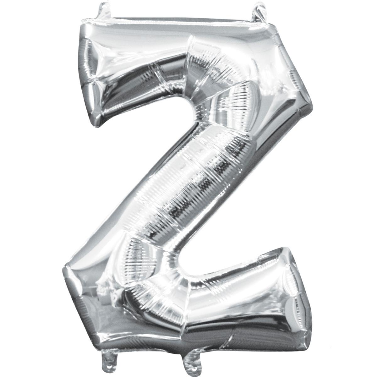Letter Z Silver Mini Shape Foil Balloon 16in Balloons & Streamers - Party Centre - Party Centre