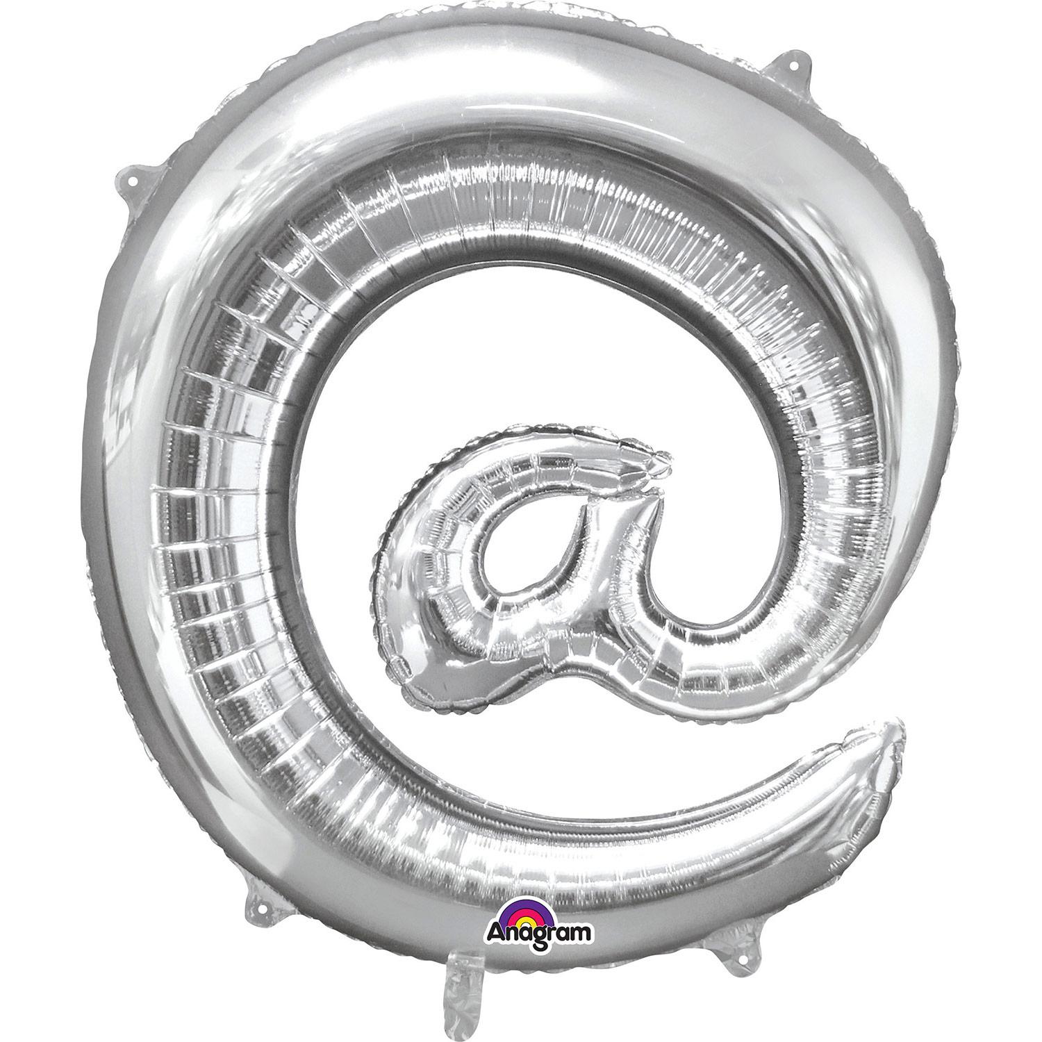 Symbol @ Silver Mini Shape Foil Balloon 16in Balloons & Streamers - Party Centre - Party Centre