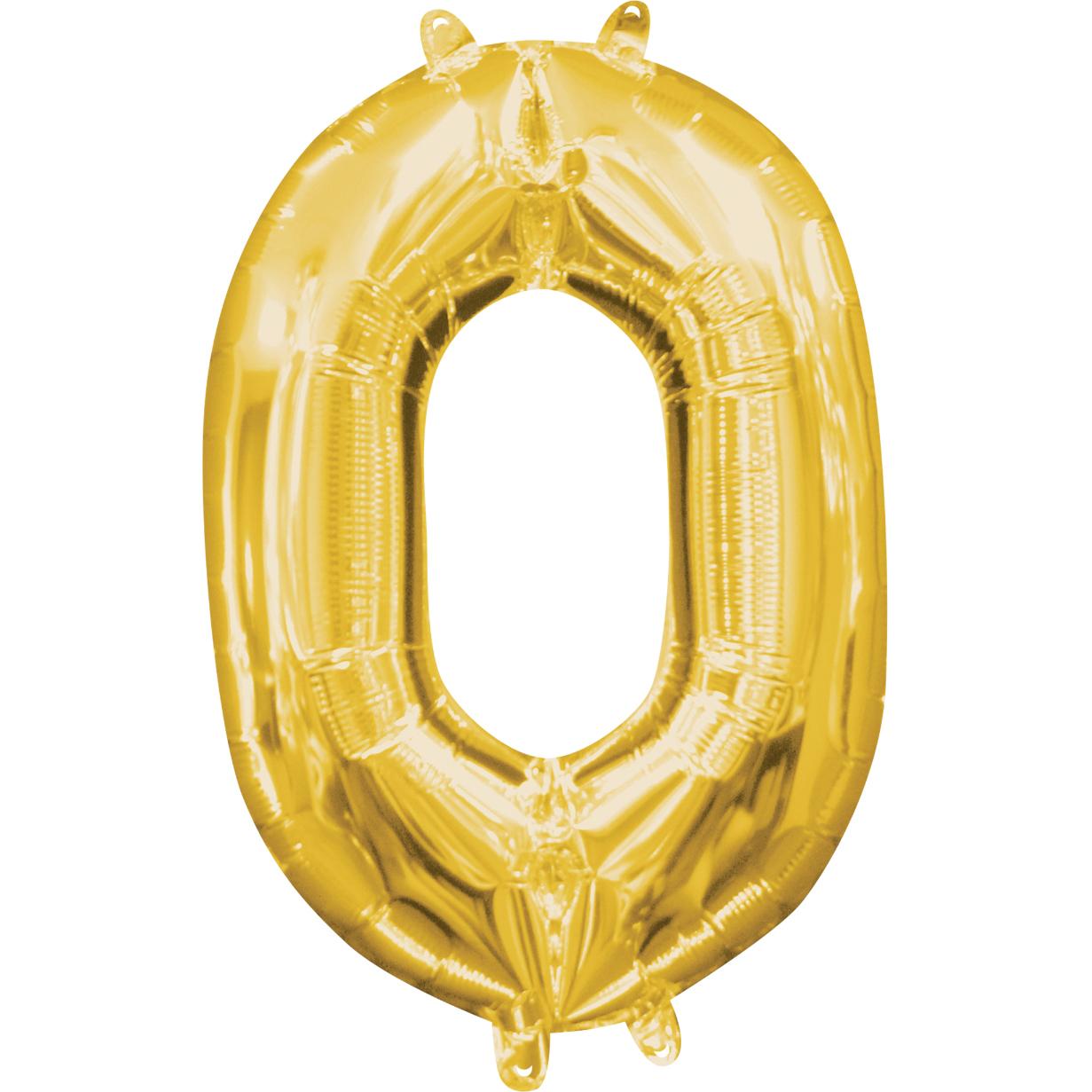 Number 0 Gold Mini Shape Foil Balloon 16in Balloons & Streamers - Party Centre - Party Centre