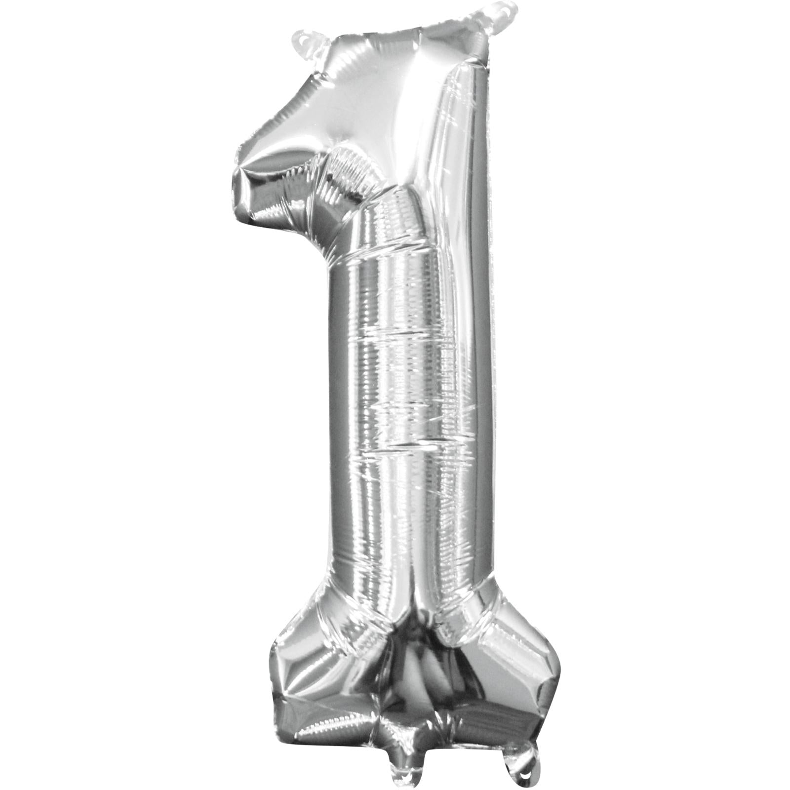 Number 1 Silver Mini Shape Foil Balloon 16in Balloons & Streamers - Party Centre - Party Centre
