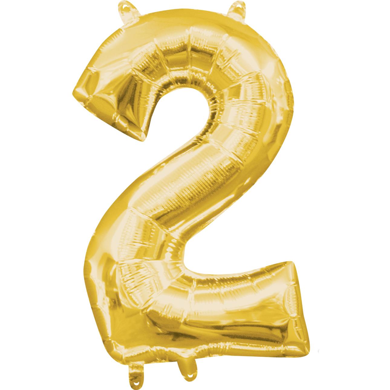 Number 2 Gold Mini Shape Foil Balloon 16in Balloons & Streamers - Party Centre - Party Centre