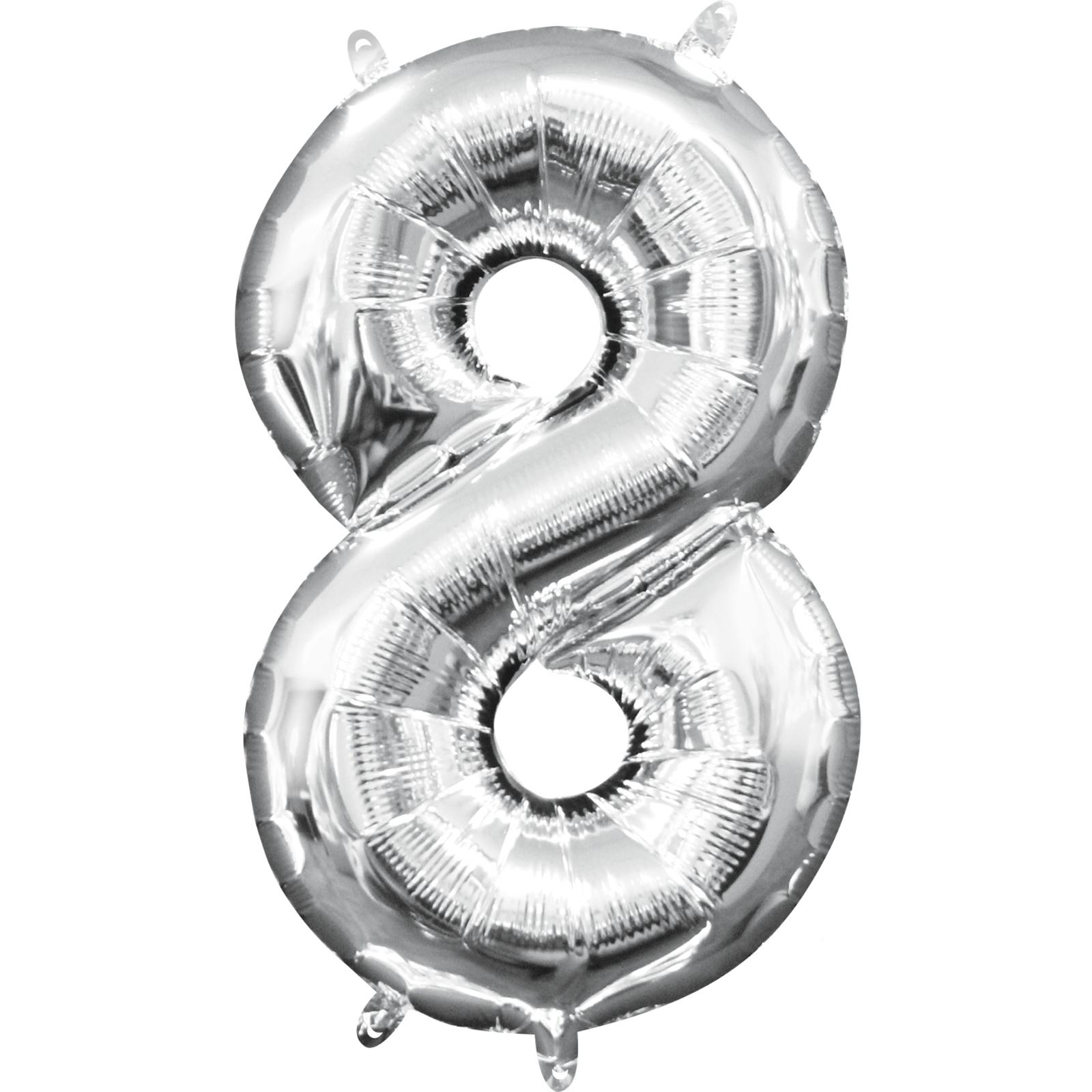 Number 8 Silver Mini Shape Foil Balloon 16in Balloons & Streamers - Party Centre - Party Centre