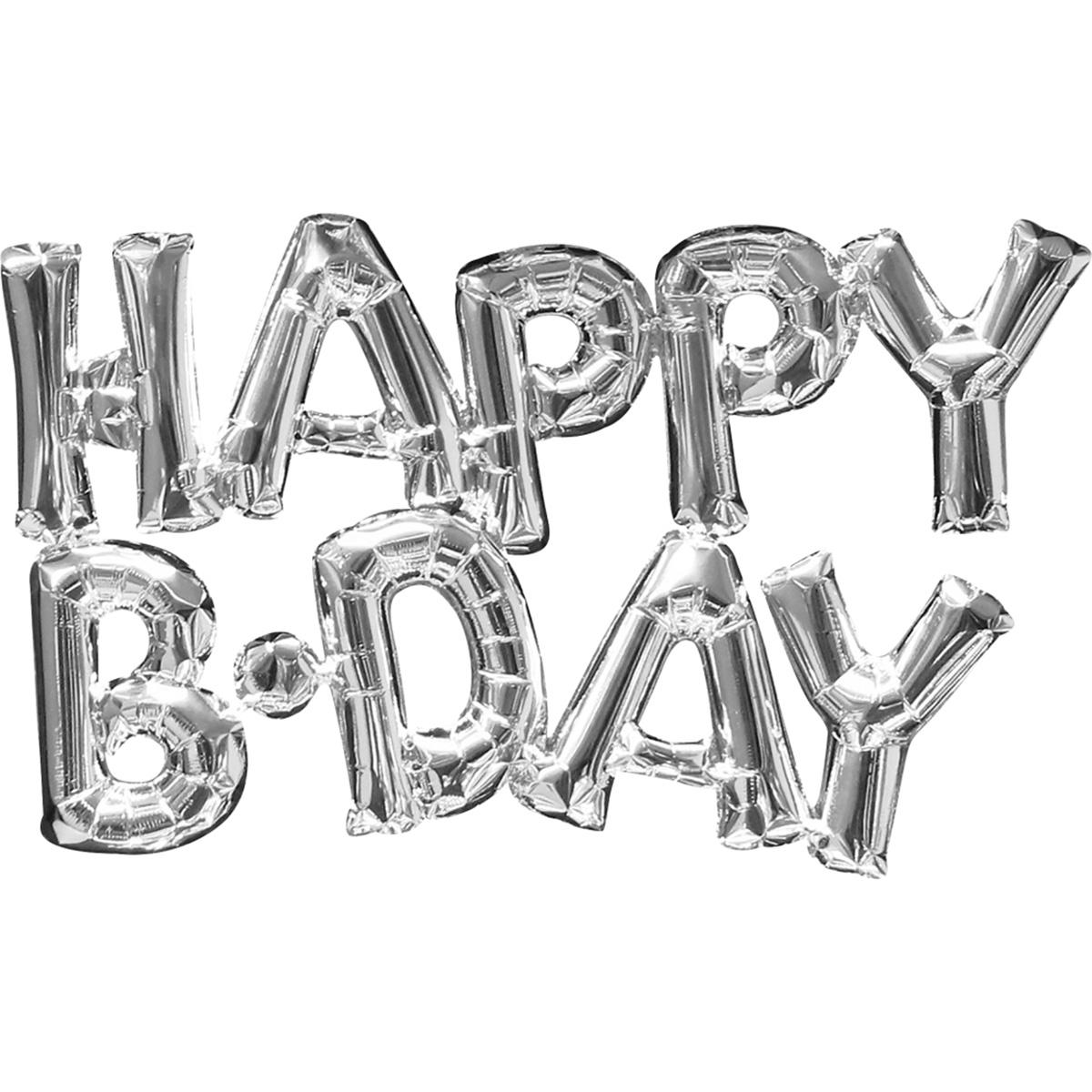 Birthday Silver Phrases SuperShape Foil Balloon 30x19in Balloons & Streamers - Party Centre - Party Centre