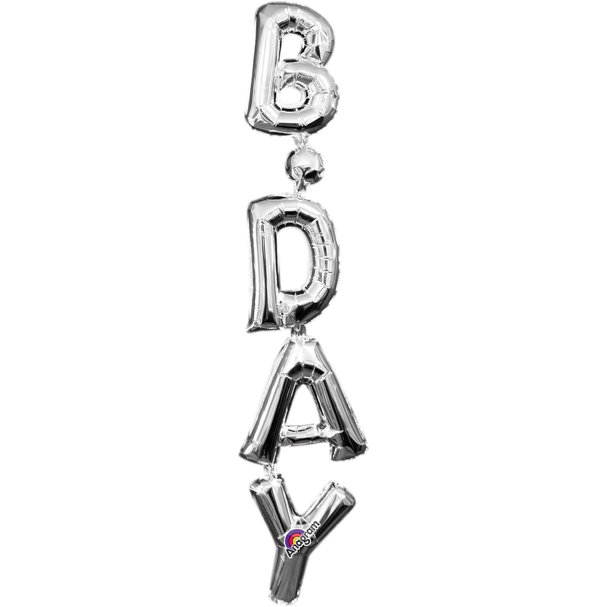 Silver Birthday Phrase Vertical Supershape Foil Balloon Balloons & Streamers - Party Centre - Party Centre