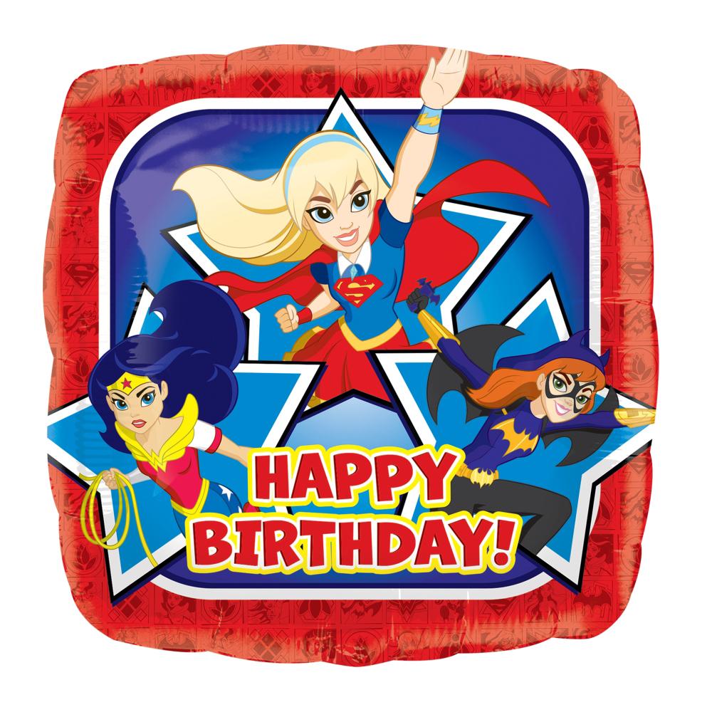 DC Super Hero Girls Happy Birthday Square Balloon 18in Balloons & Streamers - Party Centre - Party Centre