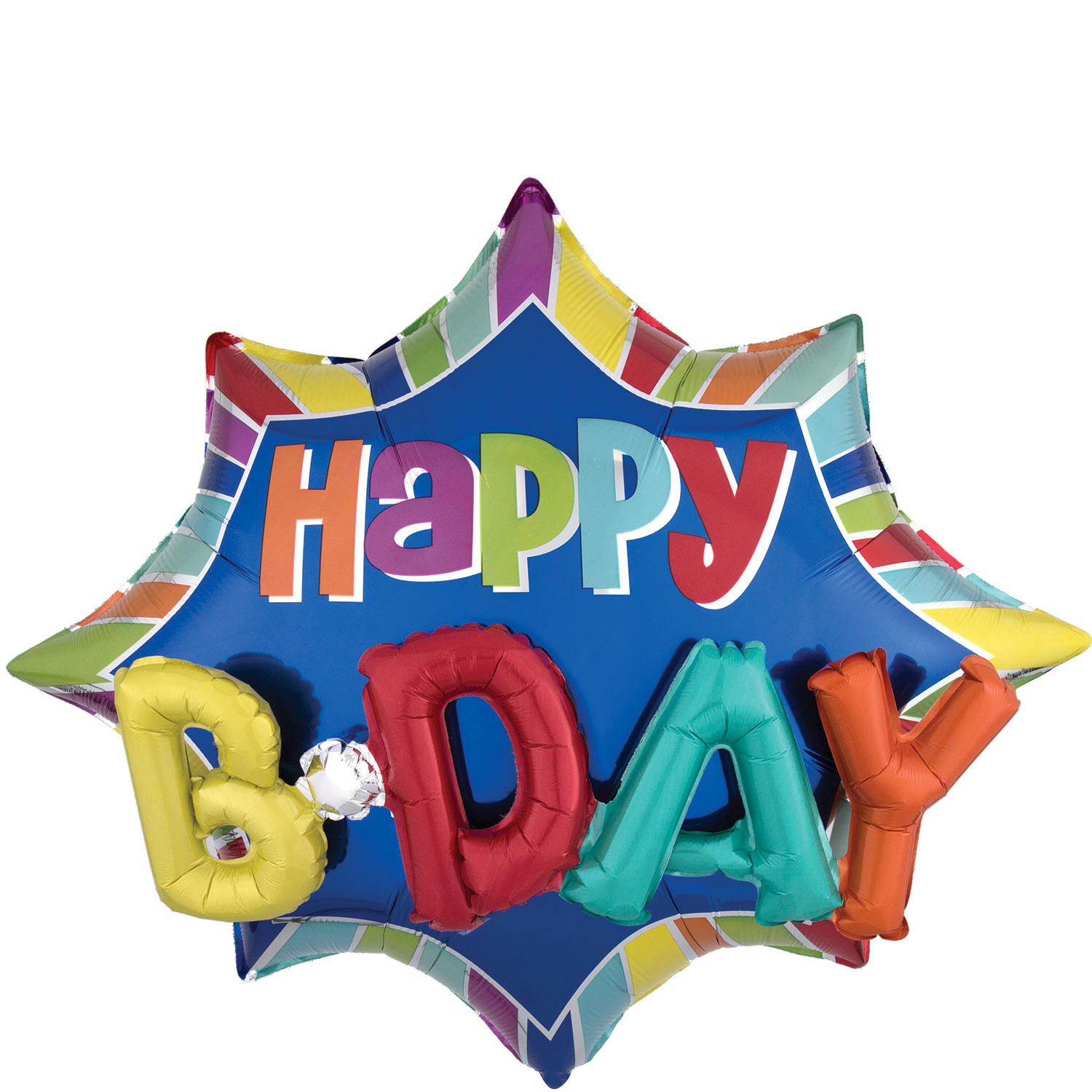 Burst Happy Birthday Multi Balloon 35x29in Balloons & Streamers - Party Centre - Party Centre