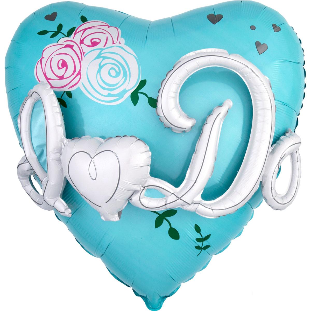 I Do Heart Tiffany Blue Multi-Balloon 28in Balloons & Streamers - Party Centre - Party Centre