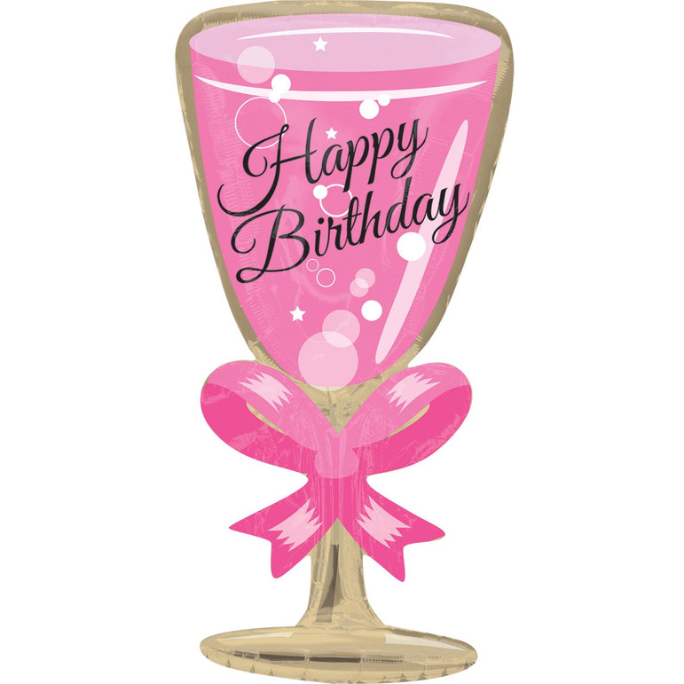 Happy Birthday Glass Junior Shape Balloon Balloons & Streamers - Party Centre