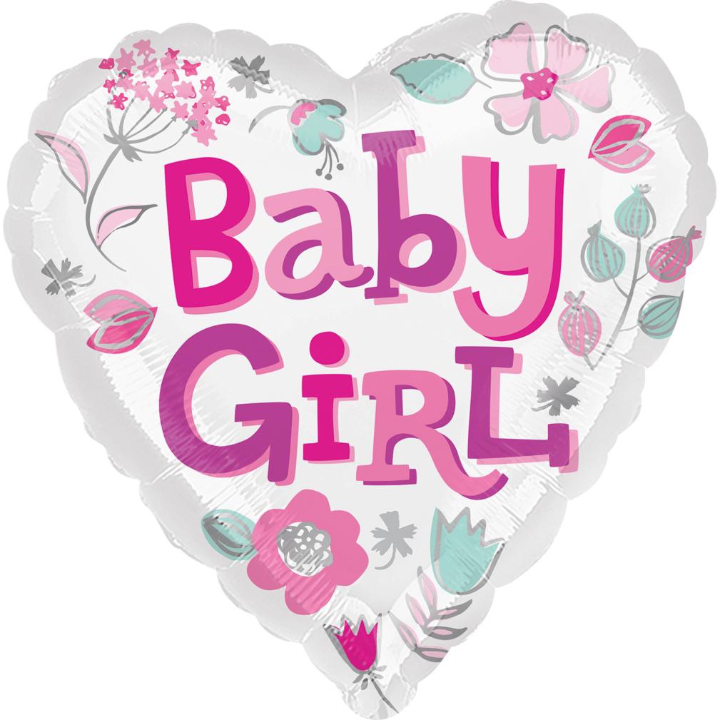 Baby Girl Heart Foil Balloon 18in Balloons & Streamers - Party Centre - Party Centre