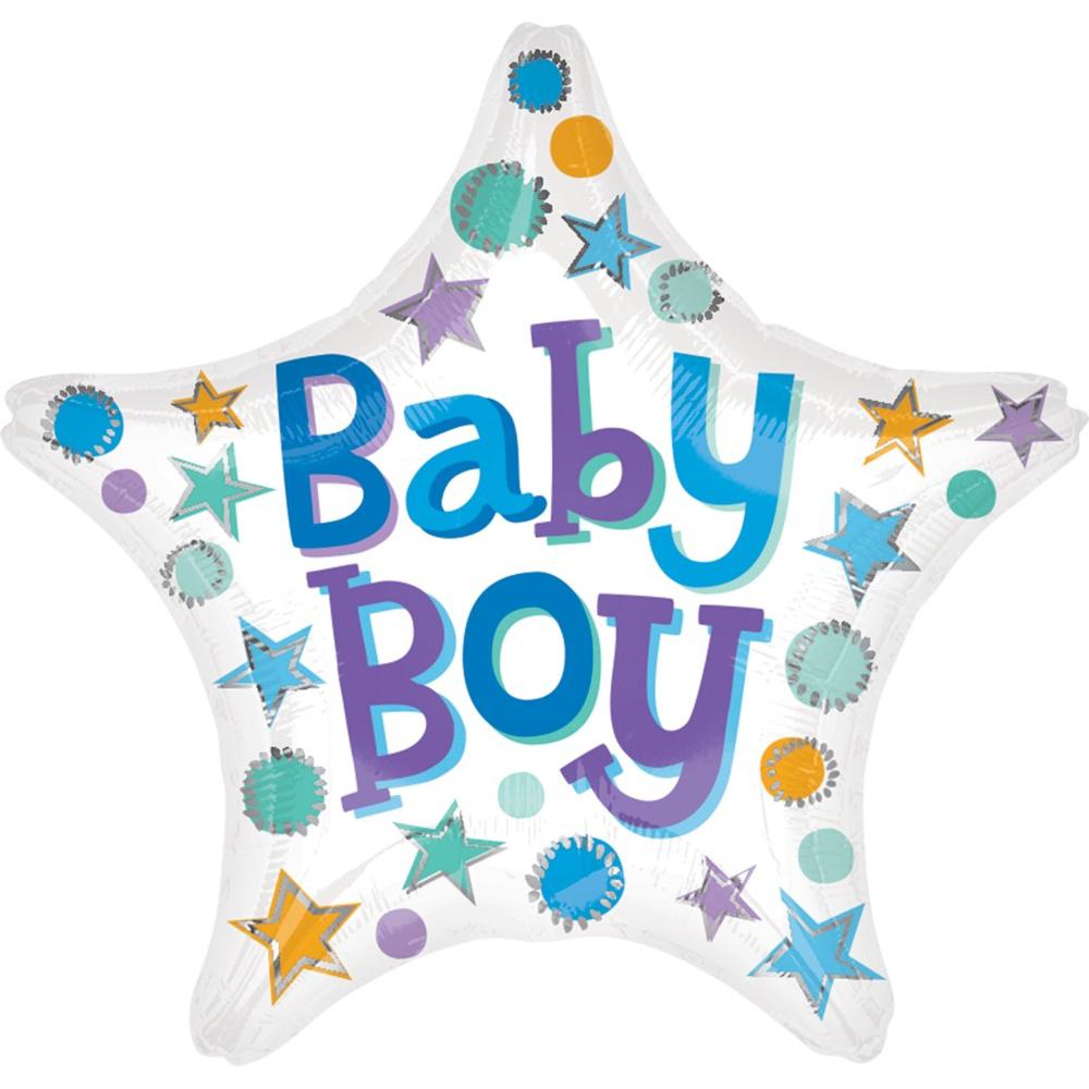 Baby Boy Star Foil Balloon 18in Balloons & Streamers - Party Centre - Party Centre