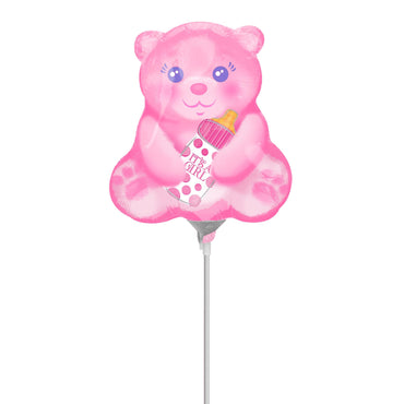 Baby Girl Bear with Bottle Mini Shape Foil Balloon Balloons & Streamers - Party Centre - Party Centre