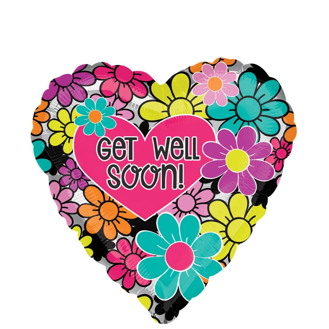 Graphic Floral Get Well Soon 45cm Balloons & Streamers - Party Centre - Party Centre