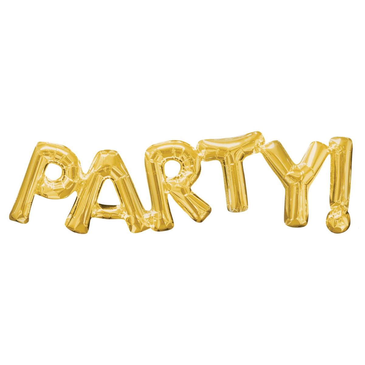 Party Gold Phrases SuperShape Foil Balloon 33x9in Balloons & Streamers - Party Centre - Party Centre