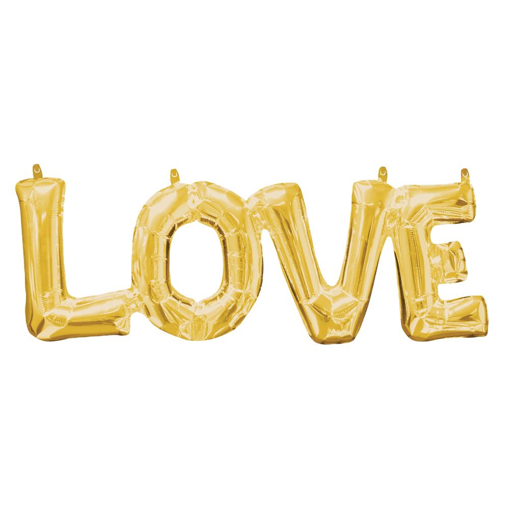 Gold Phrase Love Foil Balloon 25x9in Balloons & Streamers - Party Centre - Party Centre