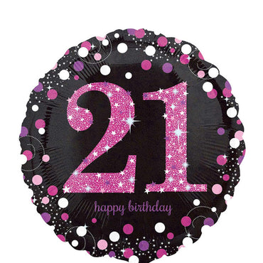 Pink Celebration 21 Holograpic Foil Balloon 45cm Balloons & Streamers - Party Centre - Party Centre