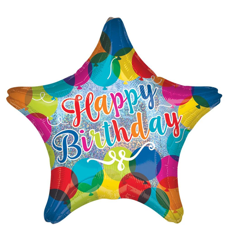 HBD Sparkle Holographic Balloon 19in Balloons & Streamers - Party Centre