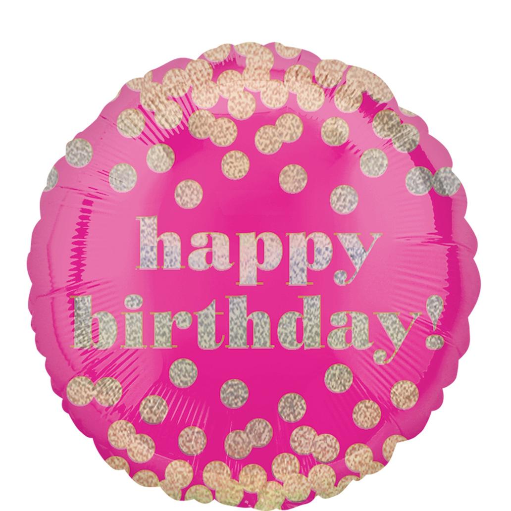 Happy Birthday Dotty Holographic Foil Balloon 18in Balloons & Streamers - Party Centre - Party Centre