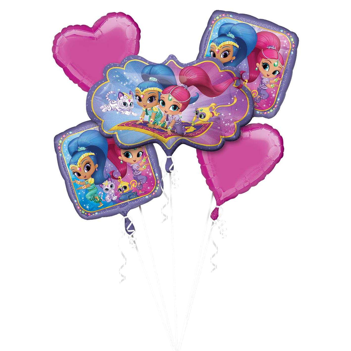 Shimmer & Shine Balloon Bouquet 5pcs Balloons & Streamers - Party Centre - Party Centre