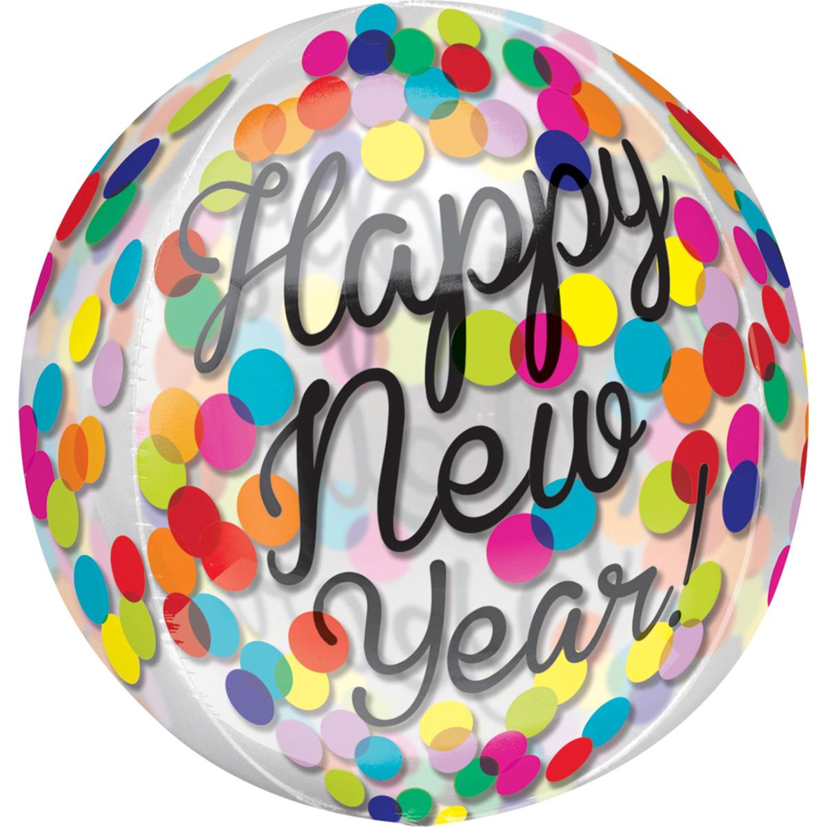 Confetti New Year Orbz Balloon 38x40cm Balloons & Streamers - Party Centre - Party Centre