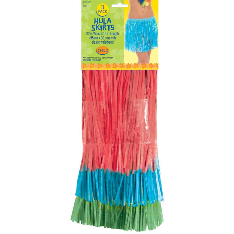 Child Hula Skirt 3 Pack Costumes & Apparel - Party Centre