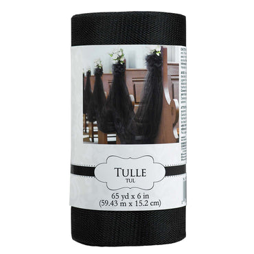 Black Spool Tulle Spool 65yd x 6in - Party Centre